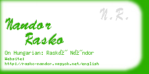 nandor rasko business card